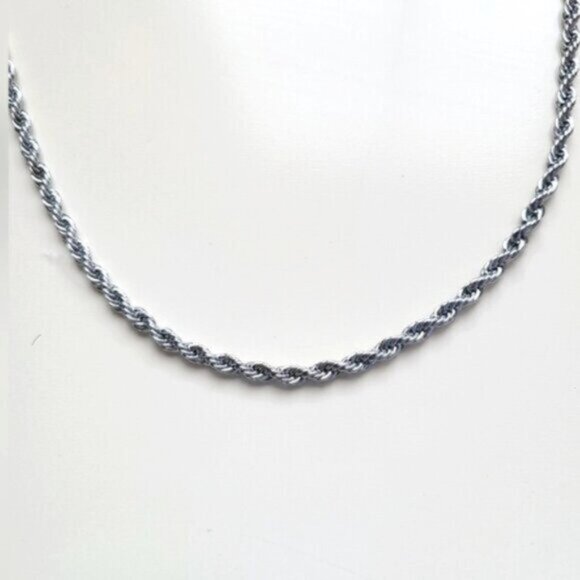 18K White Gold Filled Silver Tone Quiet Luxury Braided Twist Chain Necklace - Picture 4 of 7